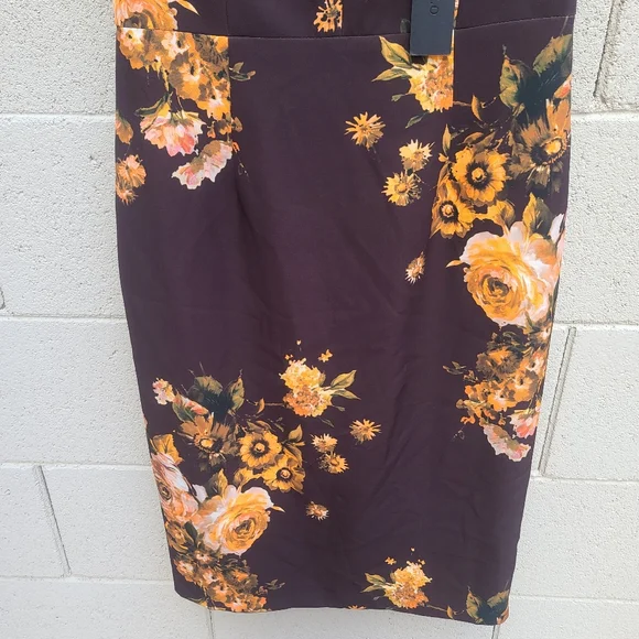 Black HaloEllaria Floral Column Dress NEW Size 8 Fall Tones